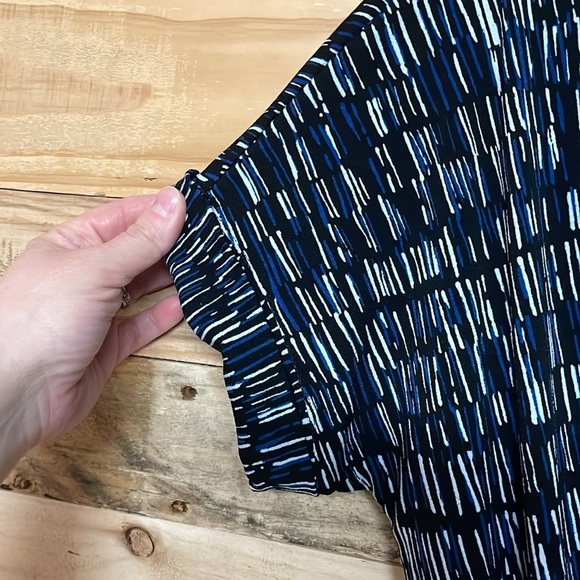 Banana Republic size Small Stylish Blue Patterned V-neck Draw String Waist Dress - Picture 6 of 8